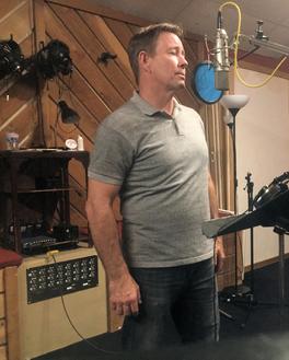 Frank Lamphere recording a vocal for his upcoming CD "America the Beautiful Swinging"